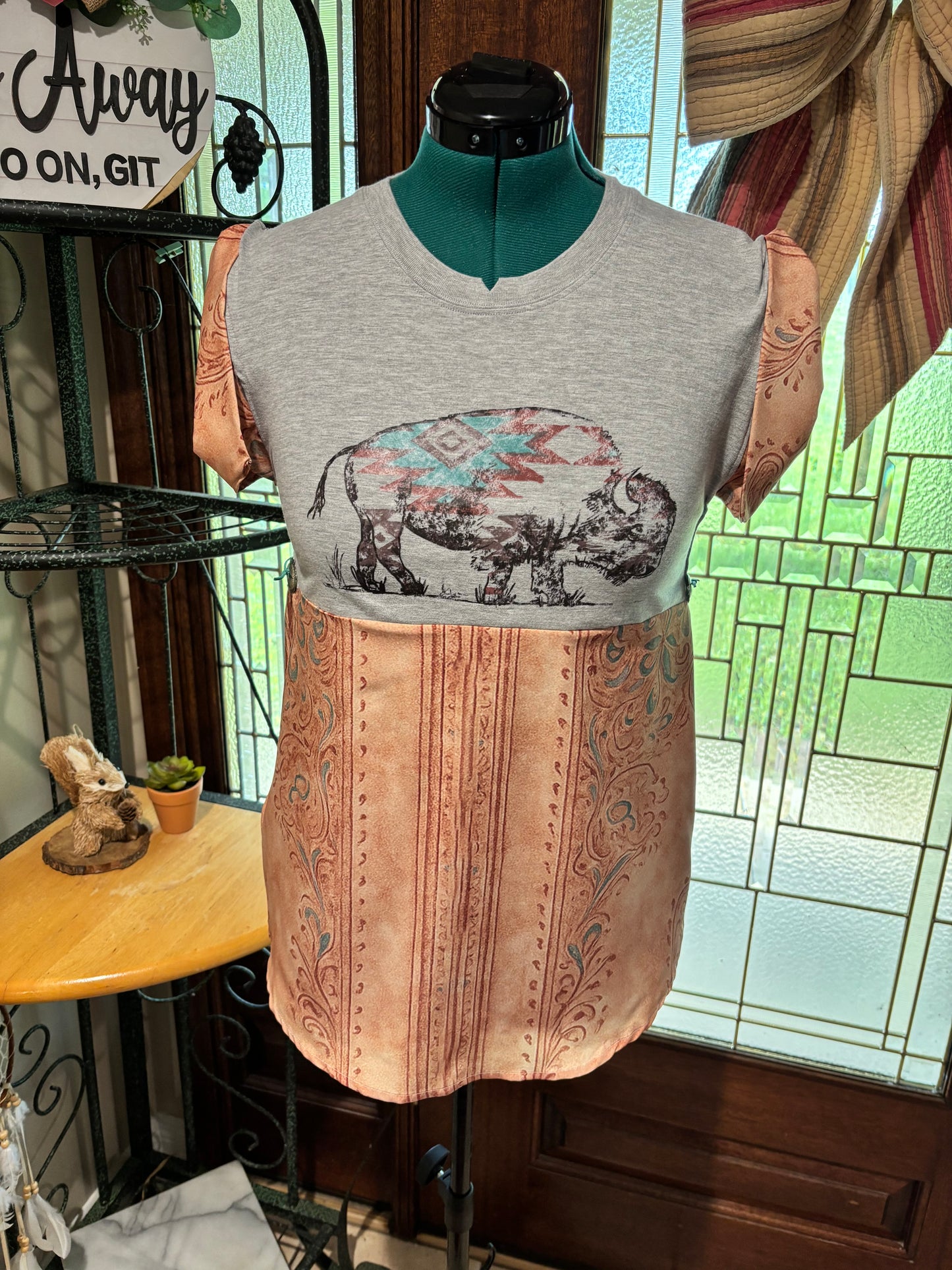 Buffalo up cycled tee small