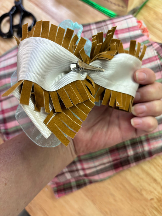 Fringe bow seafoam