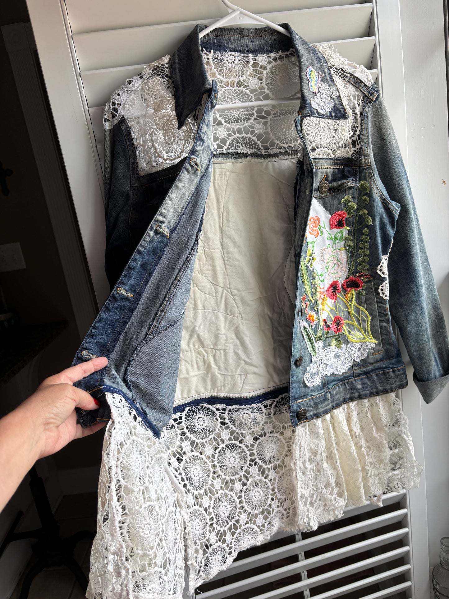 Denim lace window jacket