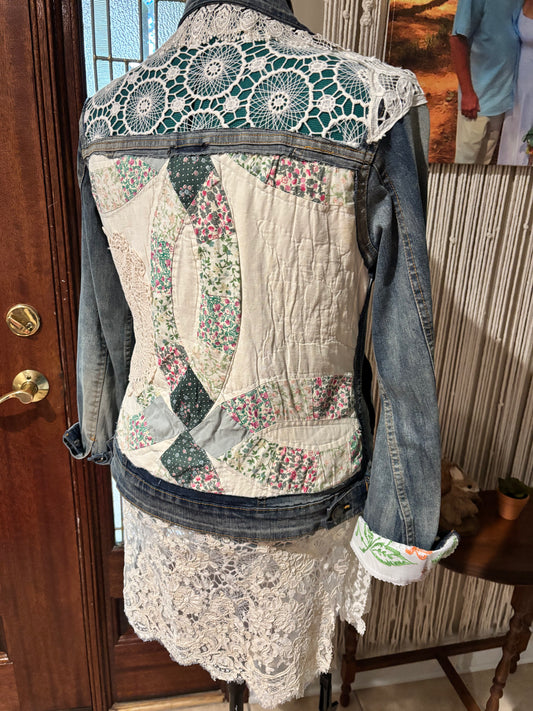 Denim lace window jacket
