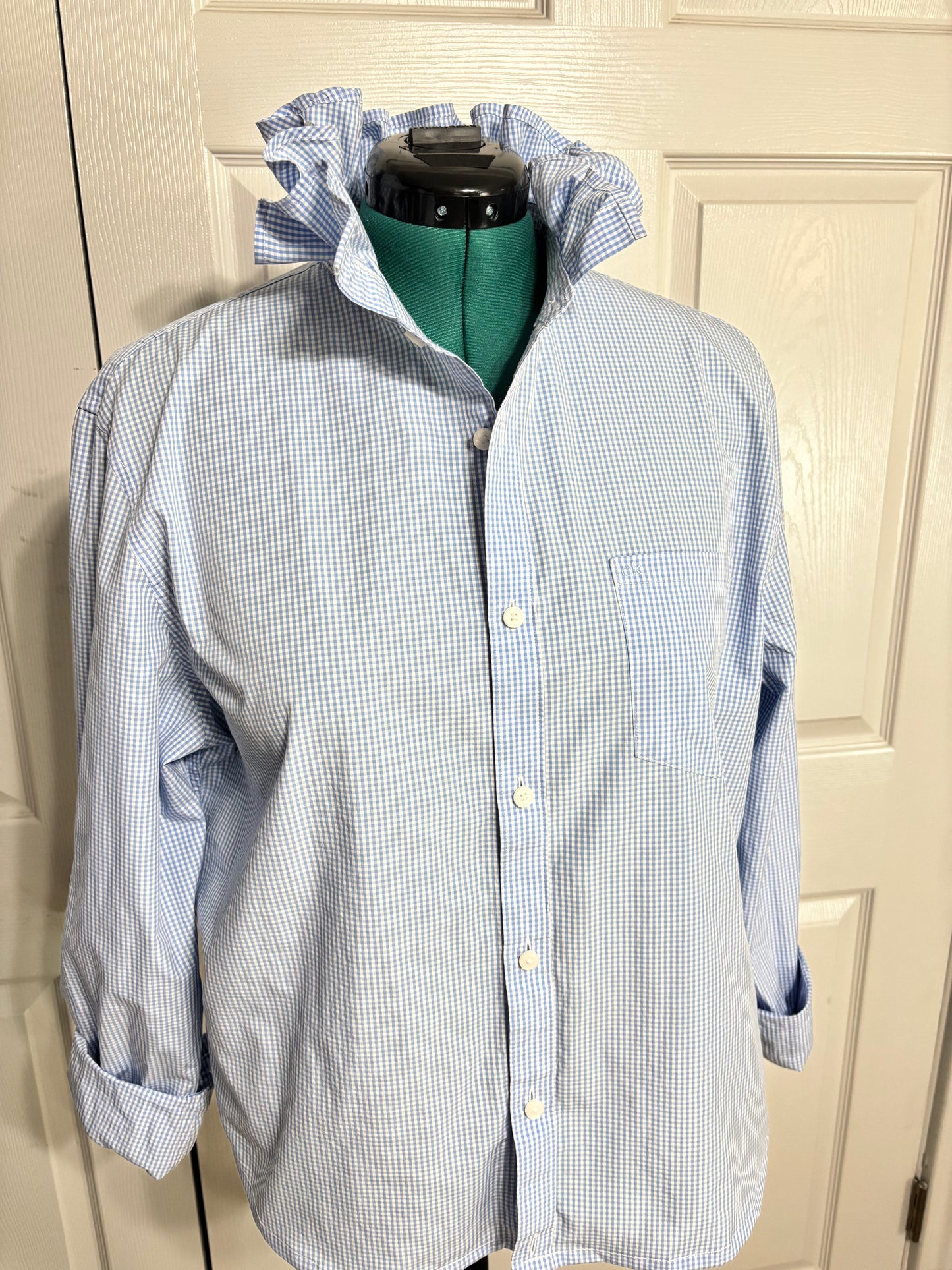 Ruffled gingham oxford XL slim fit