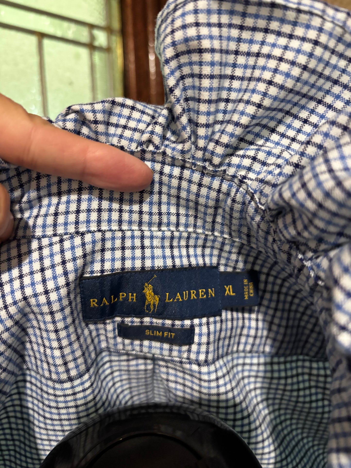 Ruffled Vintage Ralph Lauren Navy gingham XL