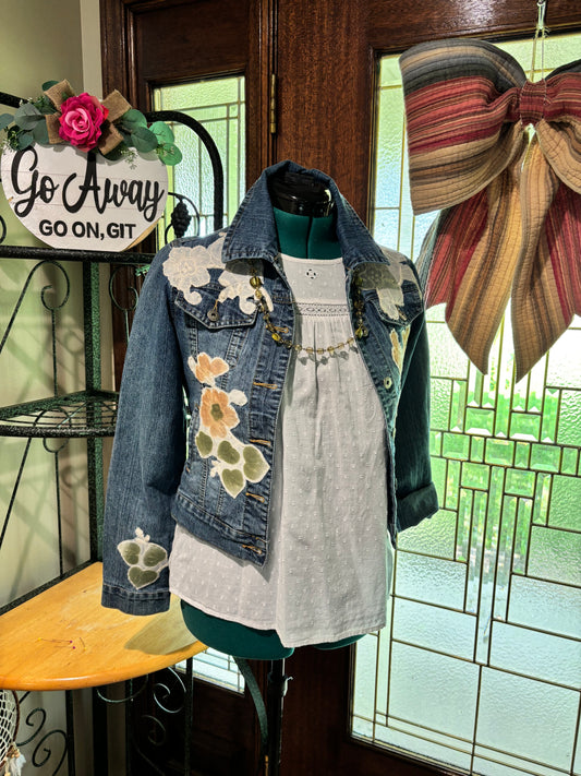 Hand appliquéd denim jacket