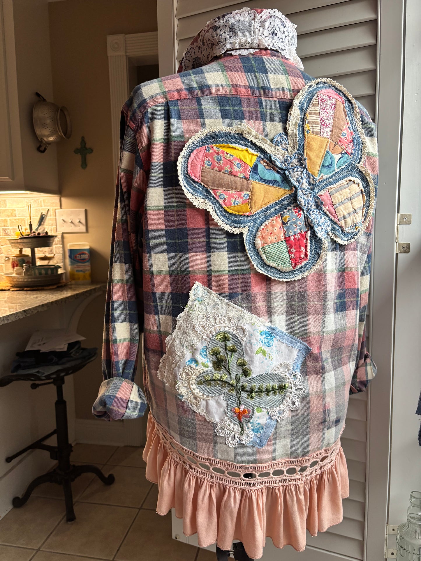 Up cycled flannel butterfly cottage