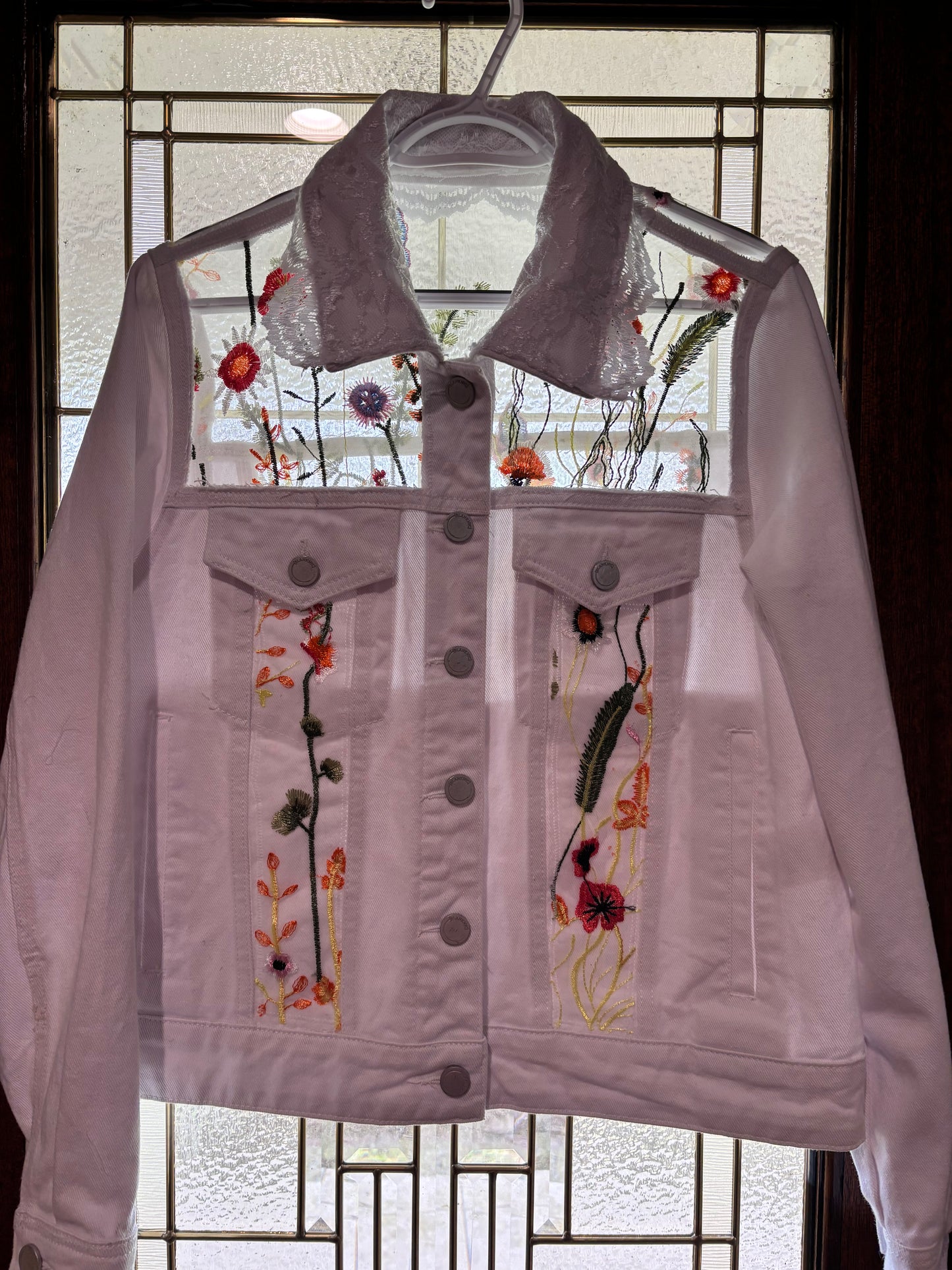 White denim stained glass