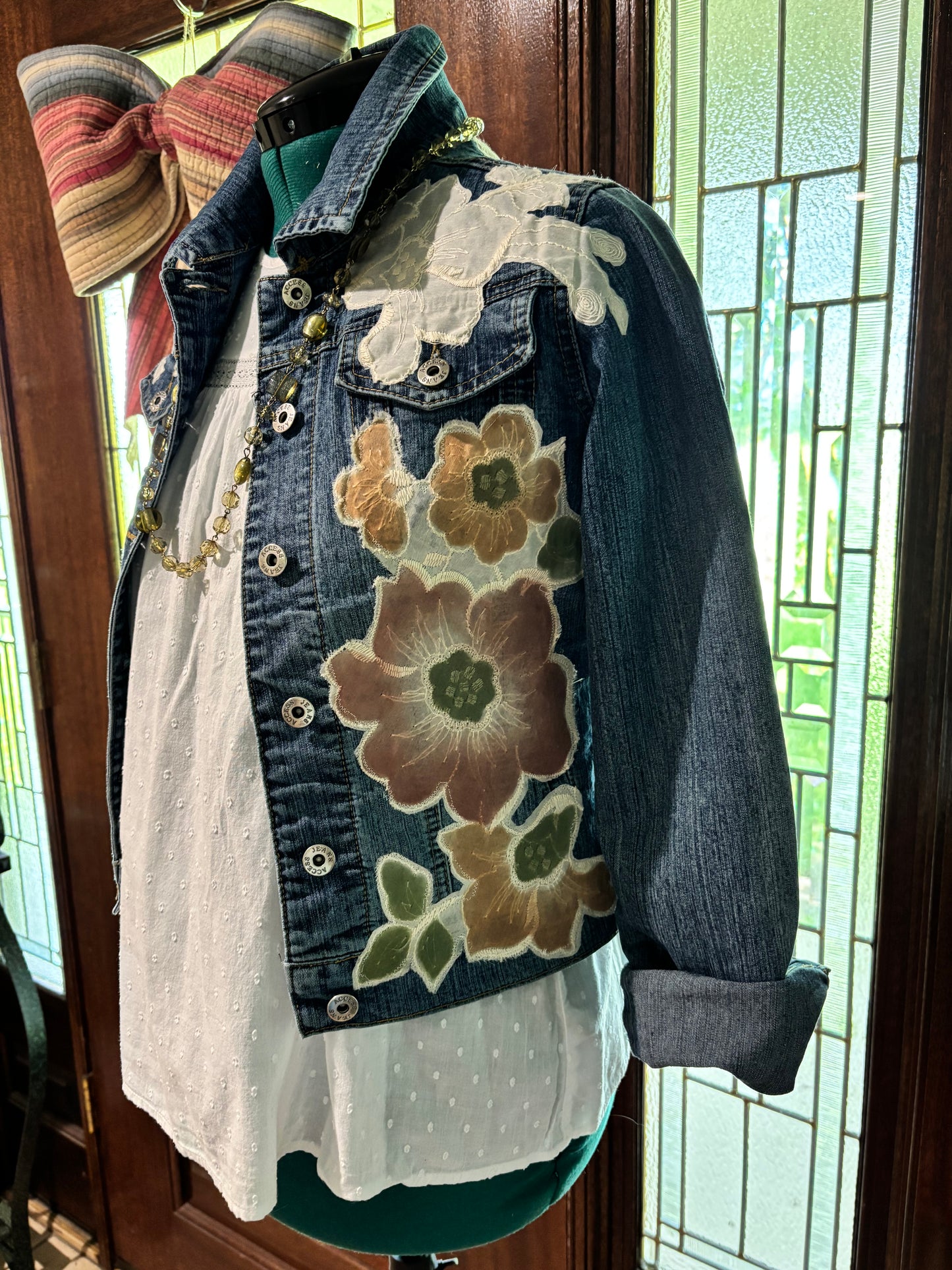 Hand appliquéd denim jacket