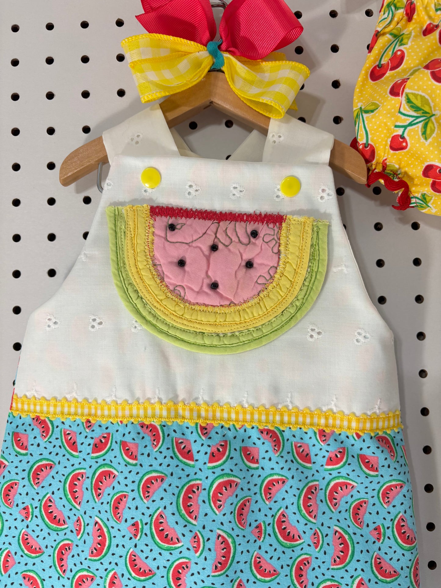 3 piece Quilted Watermelon infant dress and bloomers 0-3mos