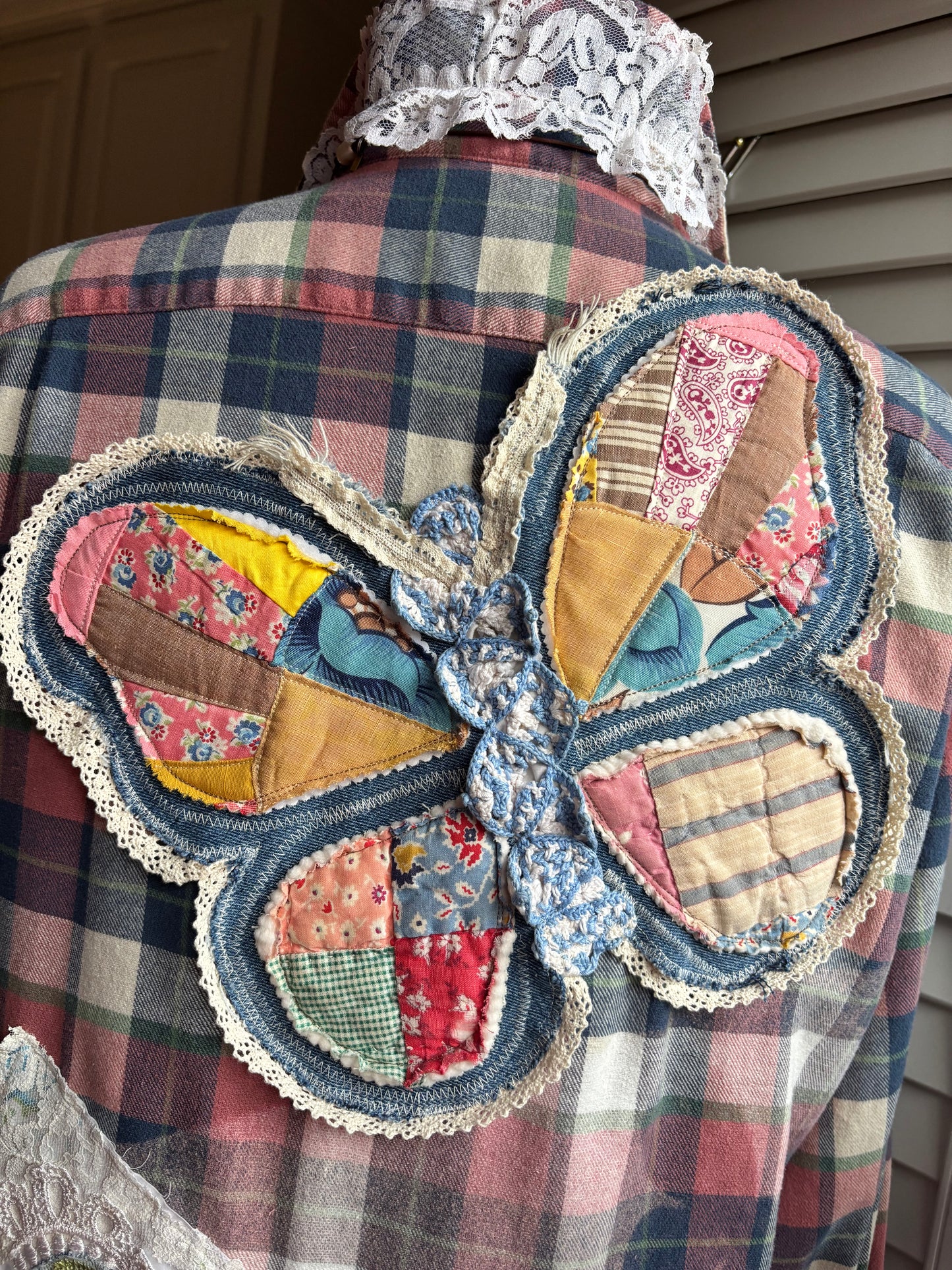 Up cycled flannel butterfly cottage
