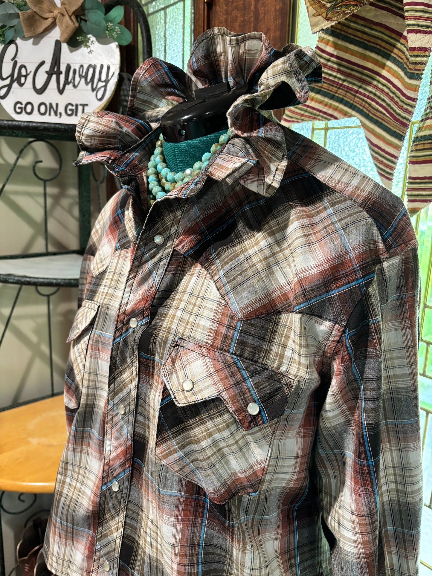 Ruffle Wrangler Pearl Snap urban cowboy