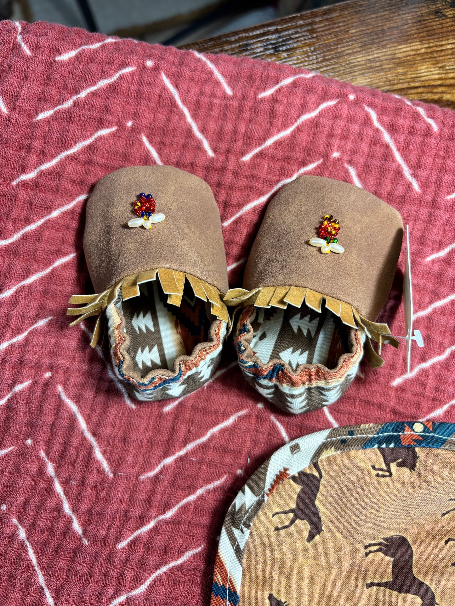 Faux suede moccasin beaded