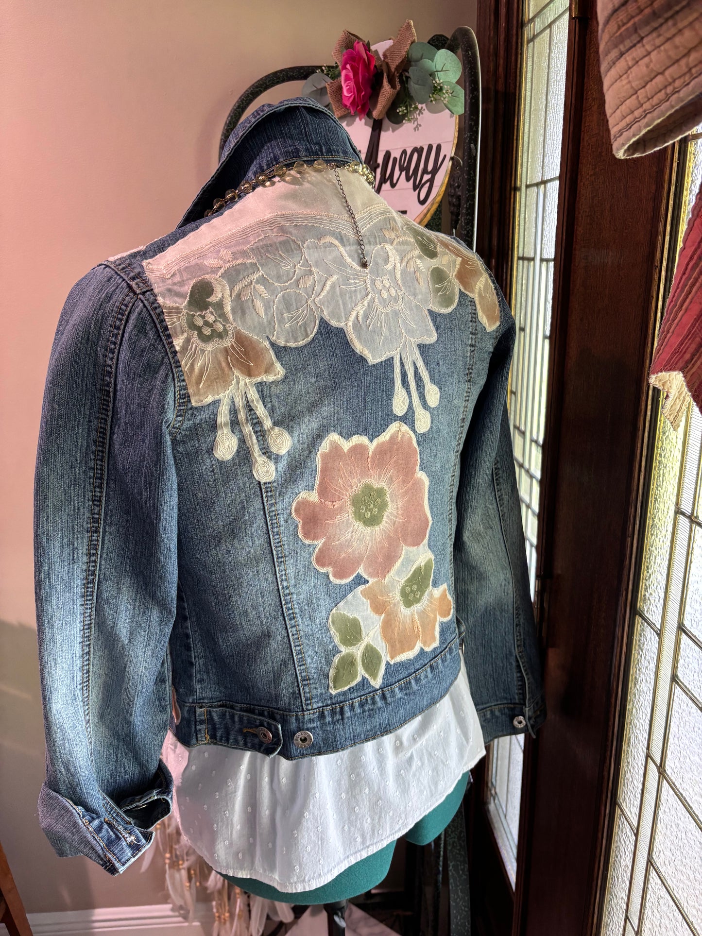 Hand appliquéd denim jacket