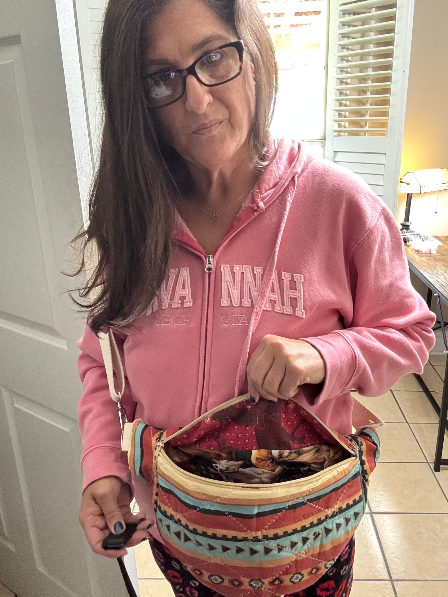 Quilted southwestern crossbody bag