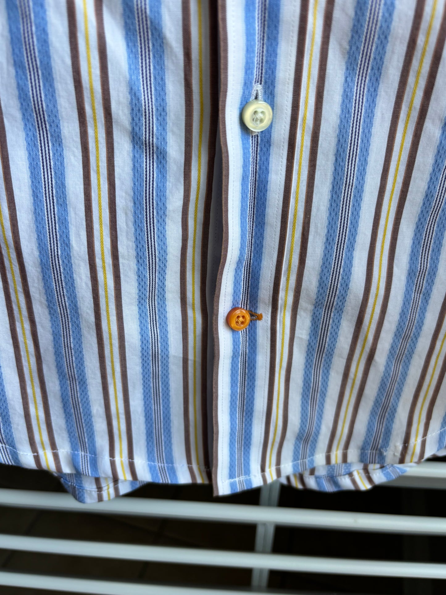 Ruffled stripped oxford 3/4th sleeve