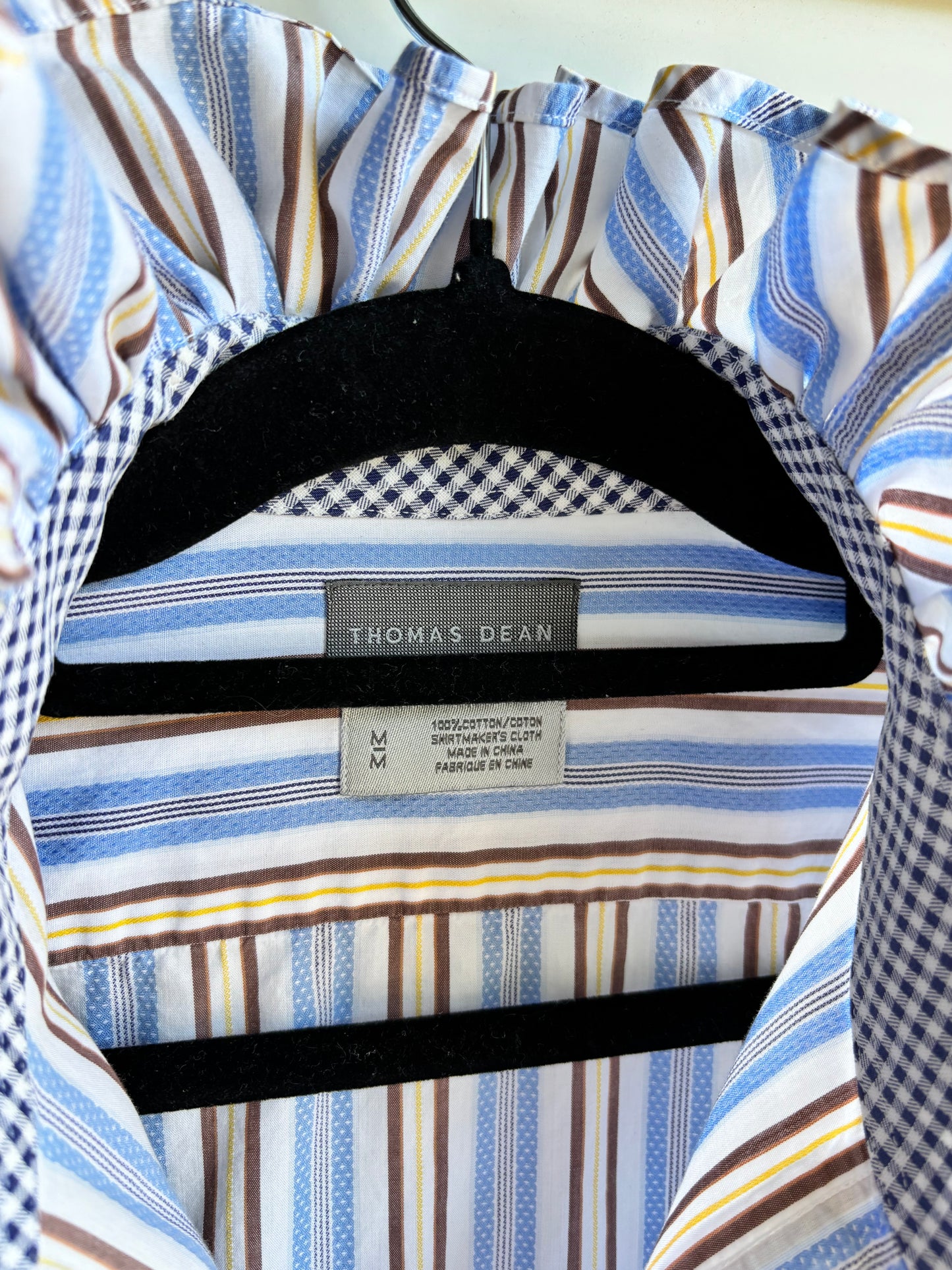 Ruffled stripped oxford 3/4th sleeve