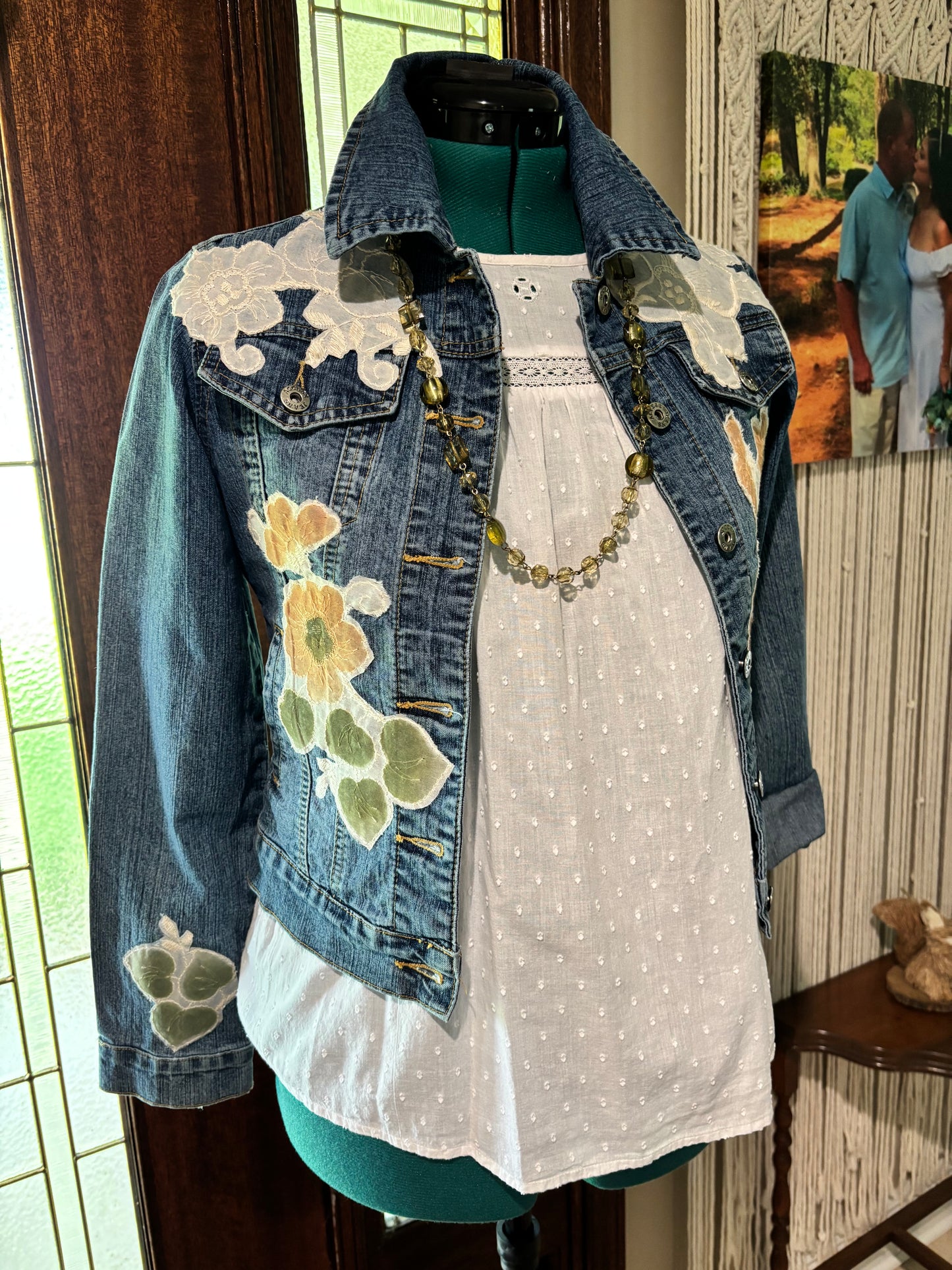 Hand appliquéd denim jacket