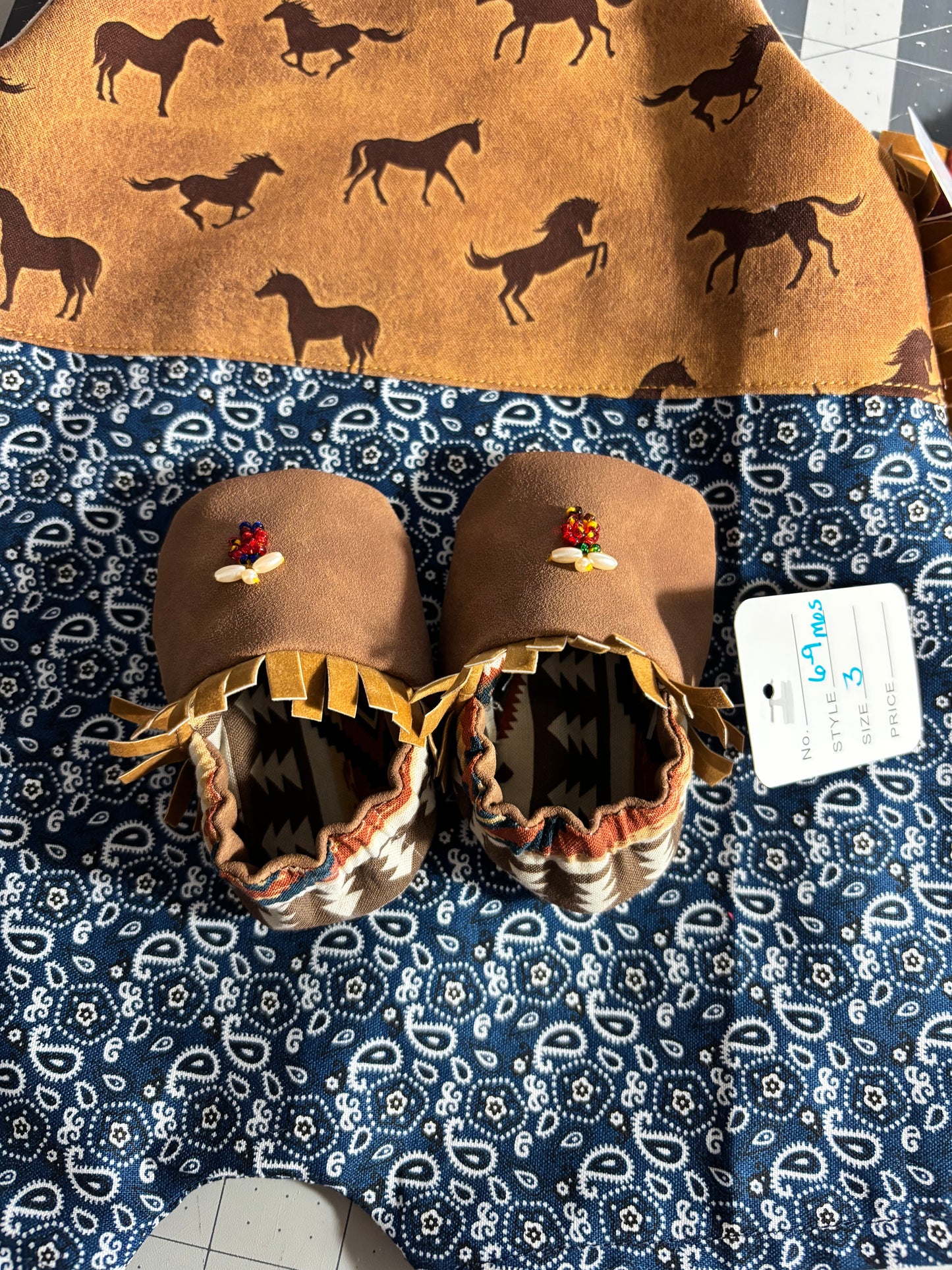 Faux suede moccasin beaded