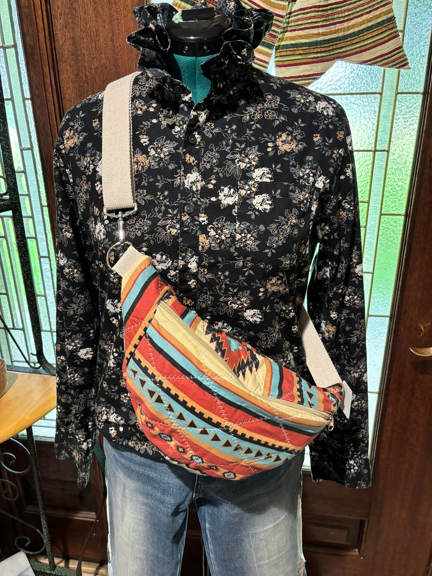 Quilted southwestern crossbody bag