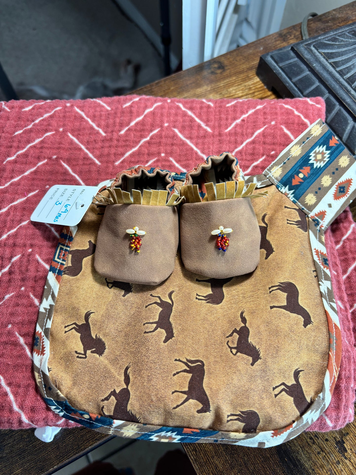Faux suede moccasin beaded