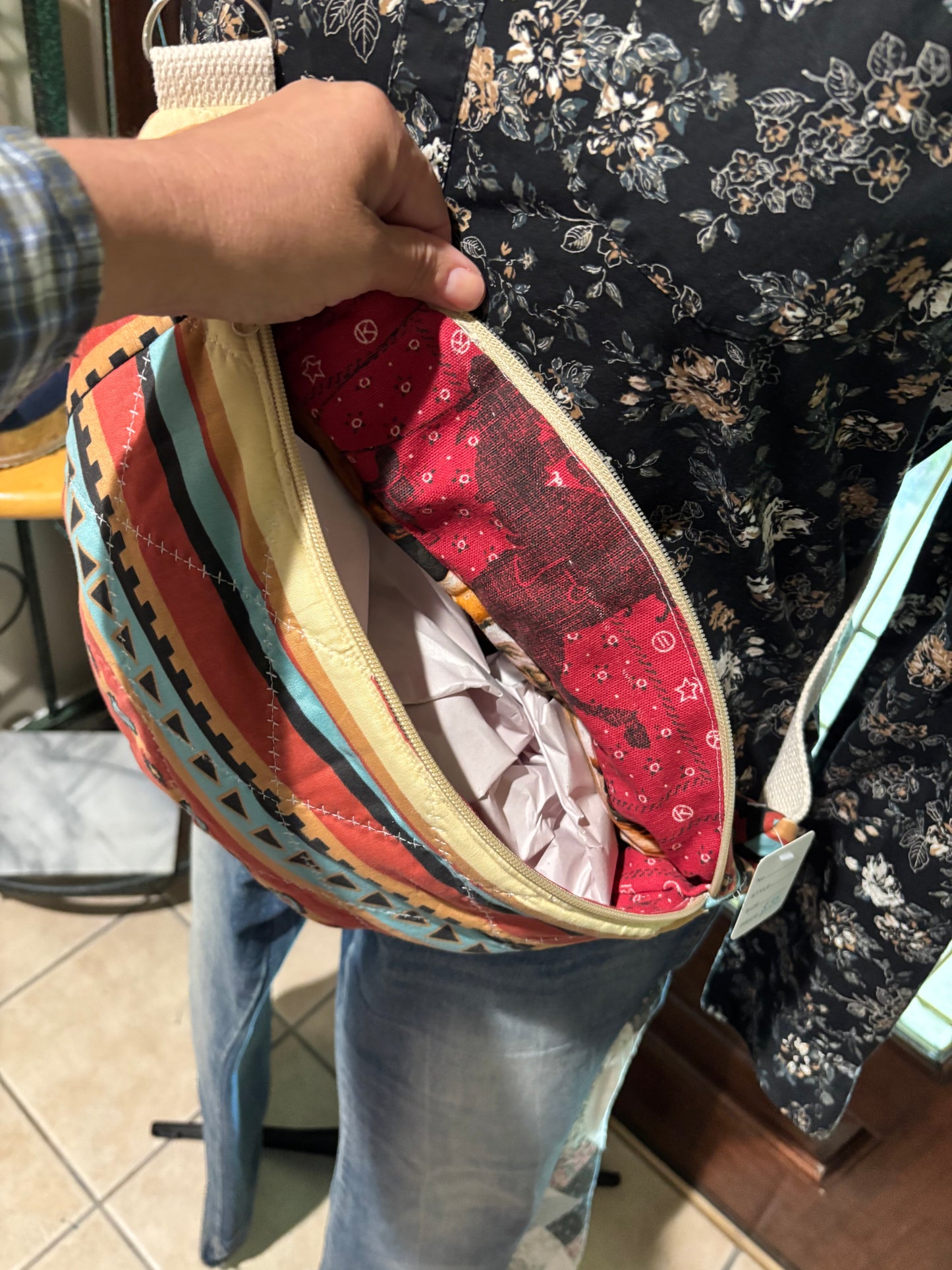 Quilted southwestern crossbody bag