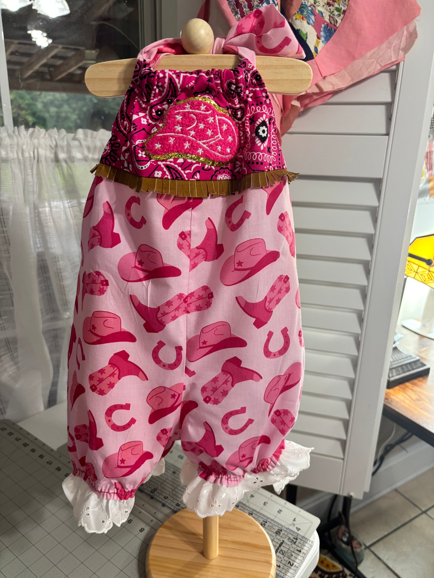 2T pink boots halter romper