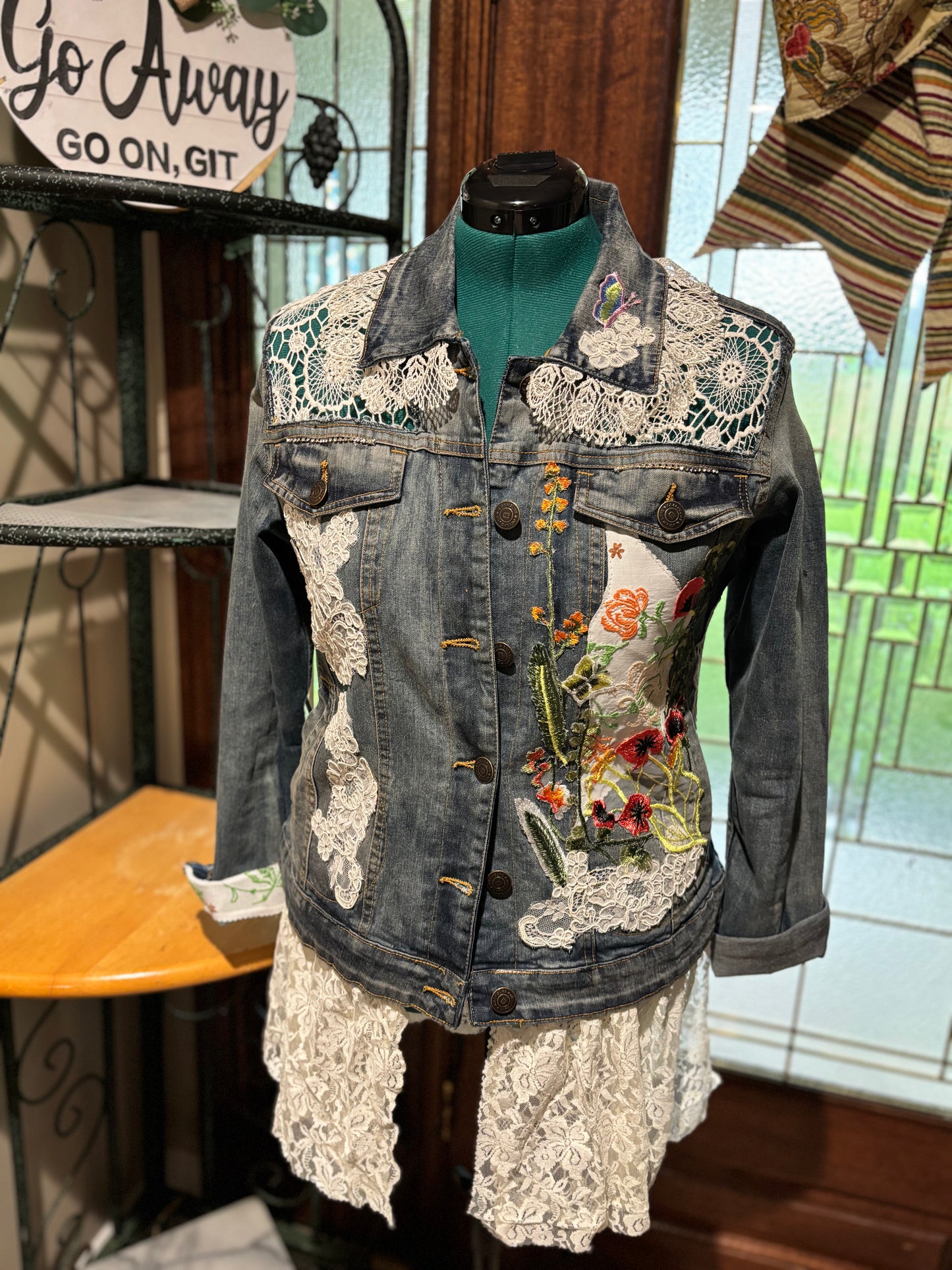 Denim lace window jacket