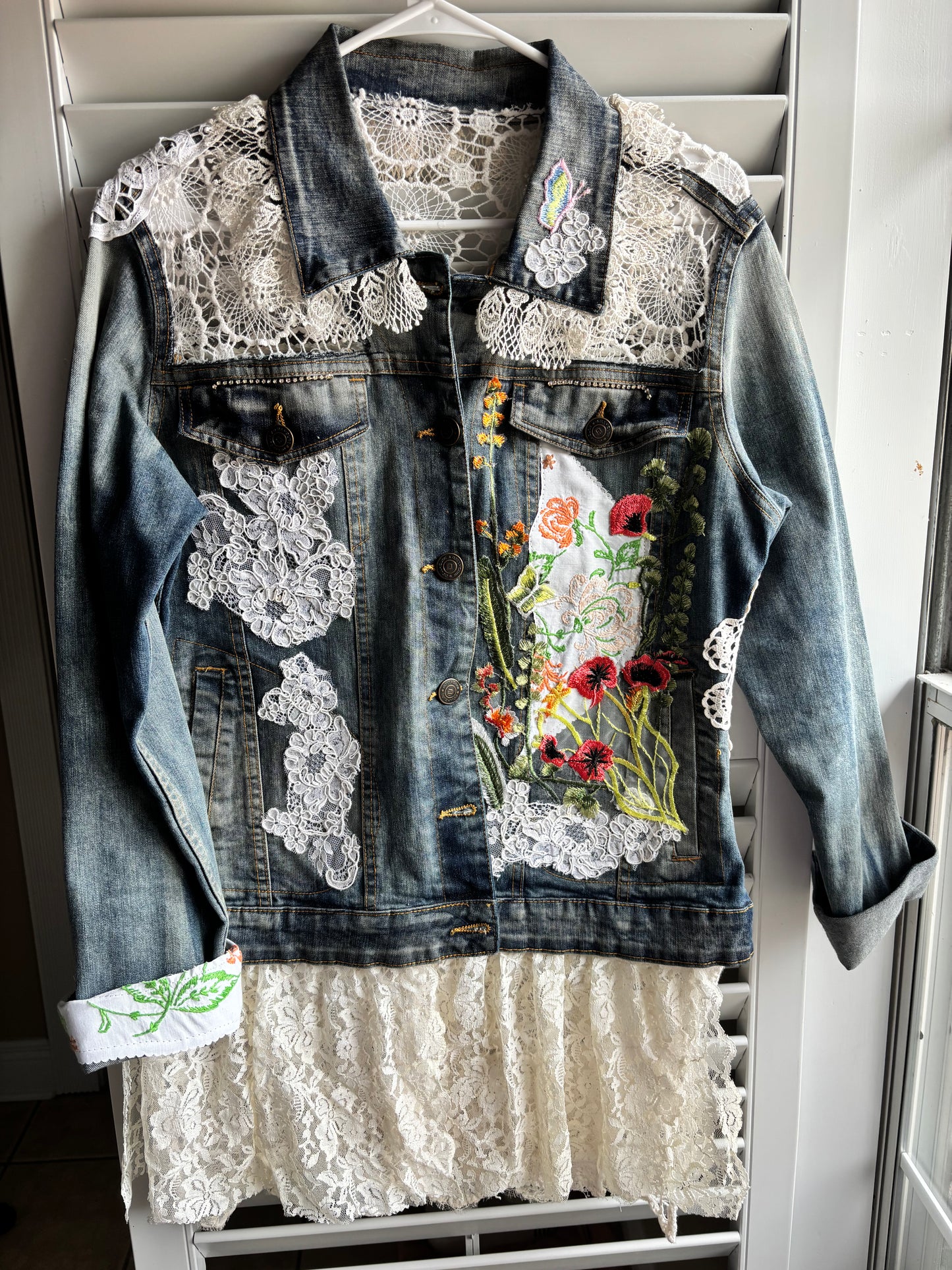 Denim lace window jacket