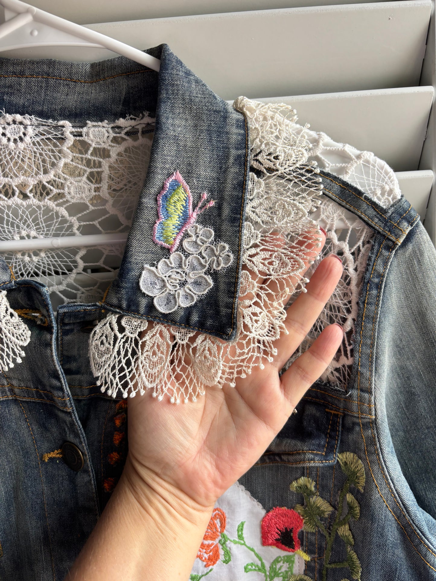 Denim lace window jacket