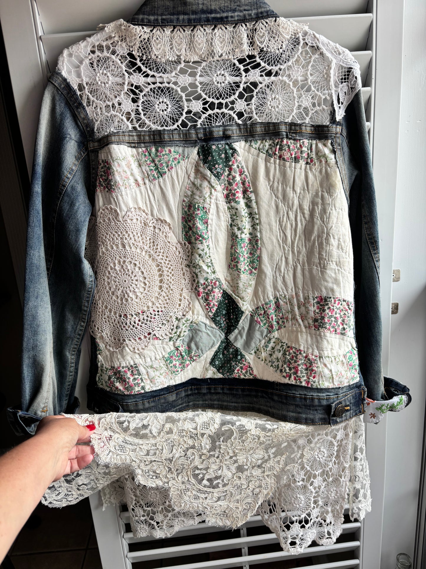 Denim lace window jacket