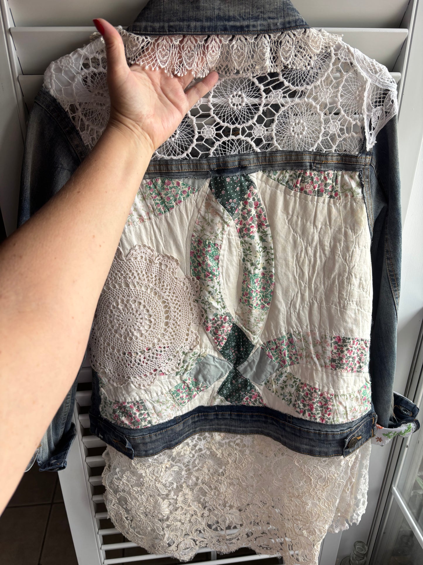 Denim lace window jacket