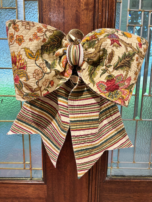 Quilted mustard bow hanger