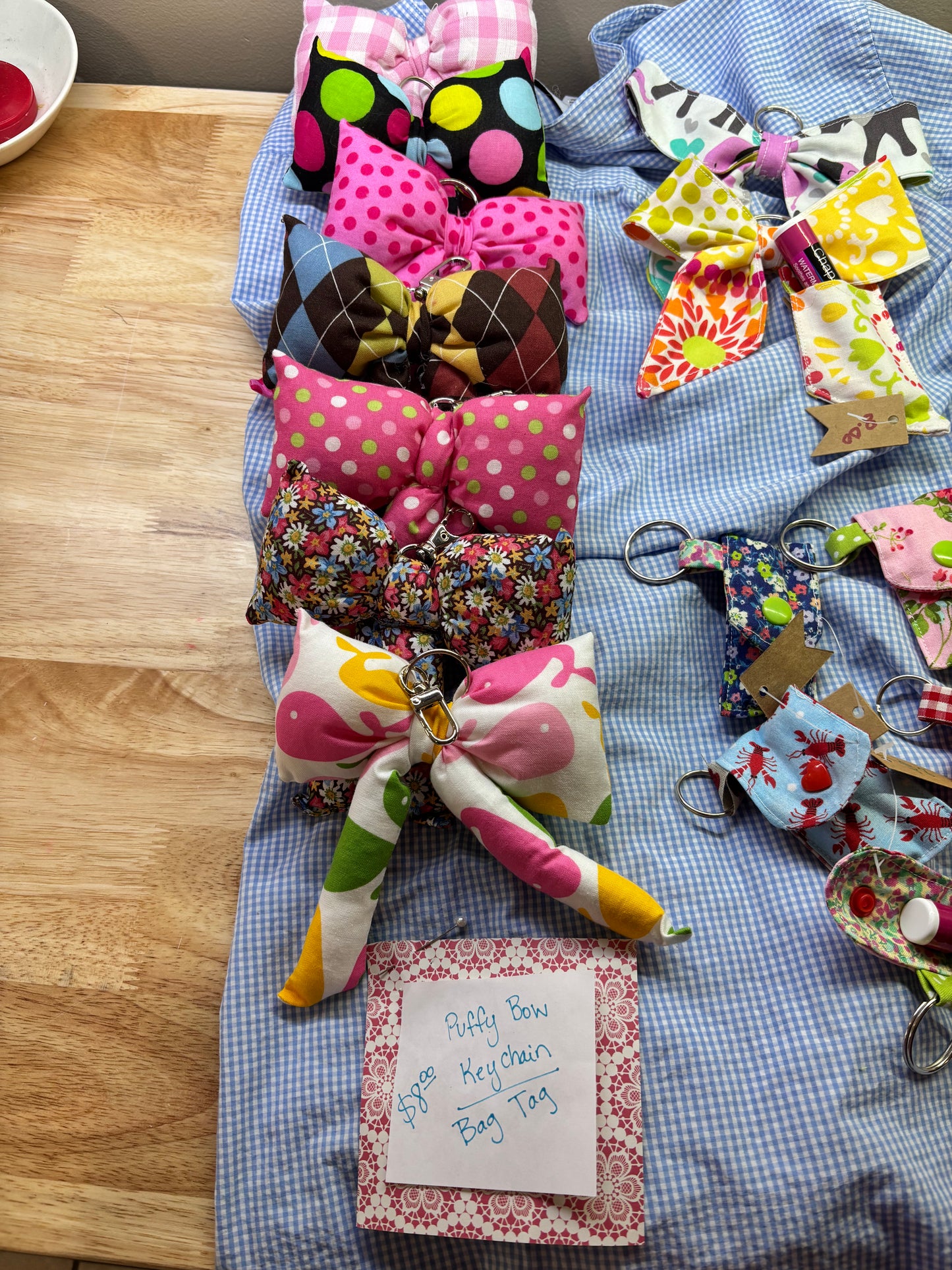 Puffy bow bag tag/ keychain