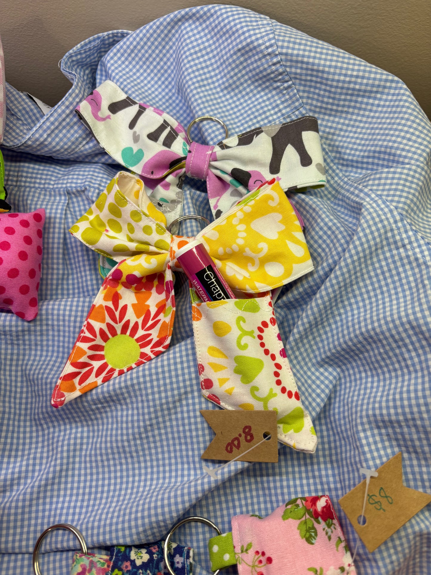 Bow keychain and chapstick holder