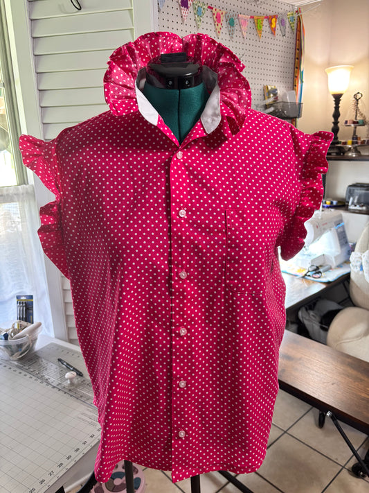 Ruffled pink polka