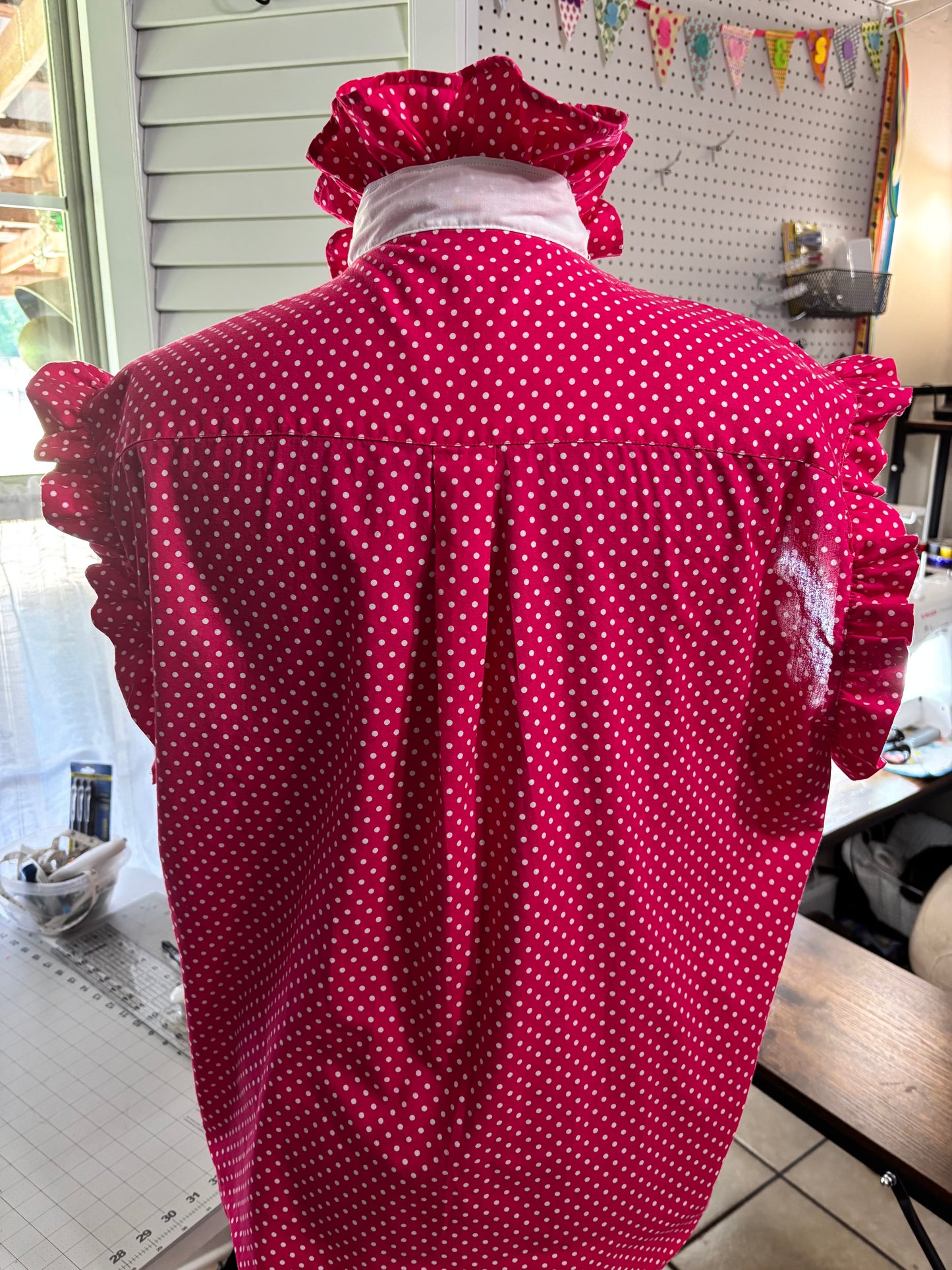 Ruffled pink polka