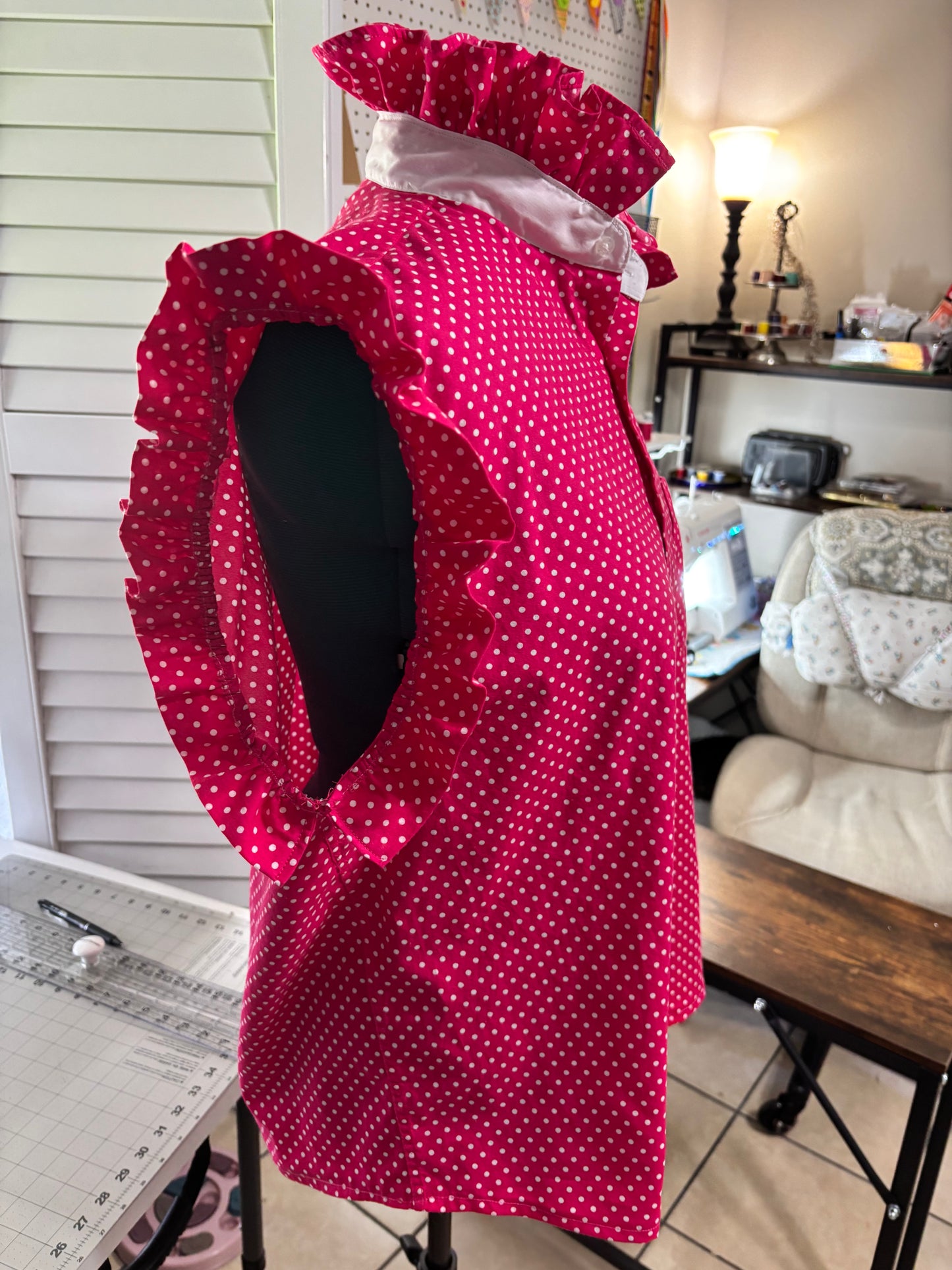 Ruffled pink polka