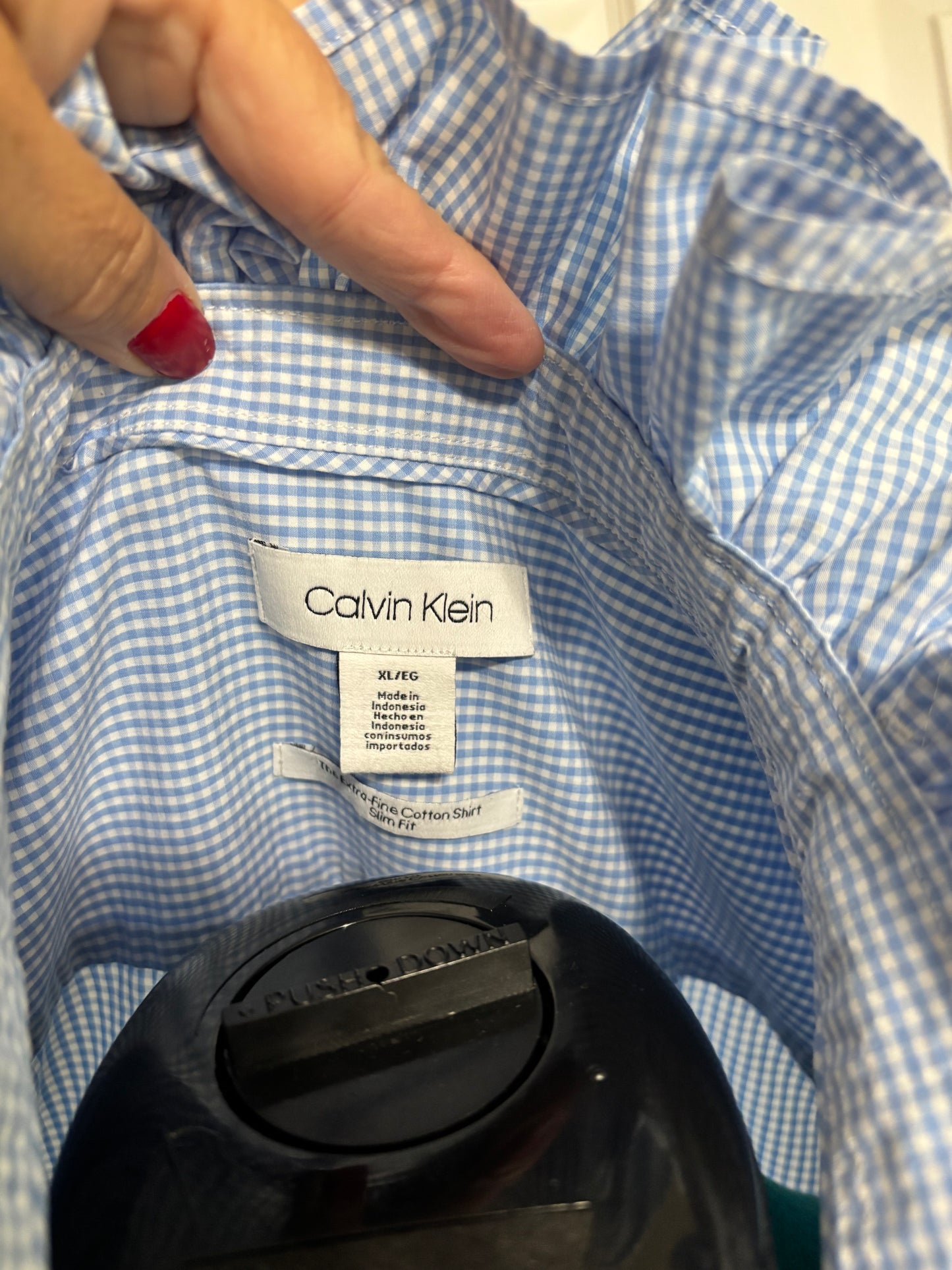 Ruffled gingham oxford XL slim fit