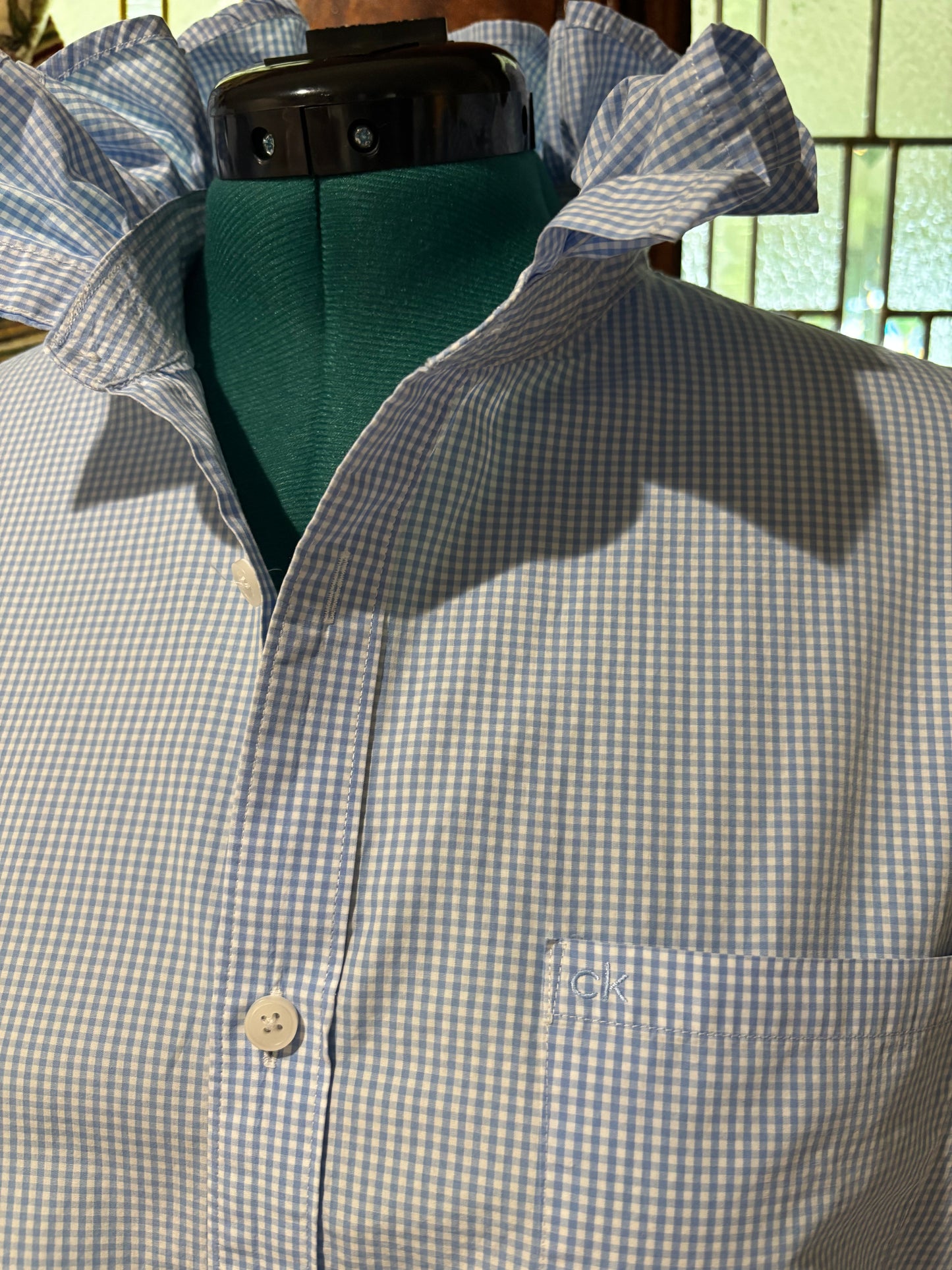 Ruffled gingham oxford XL slim fit