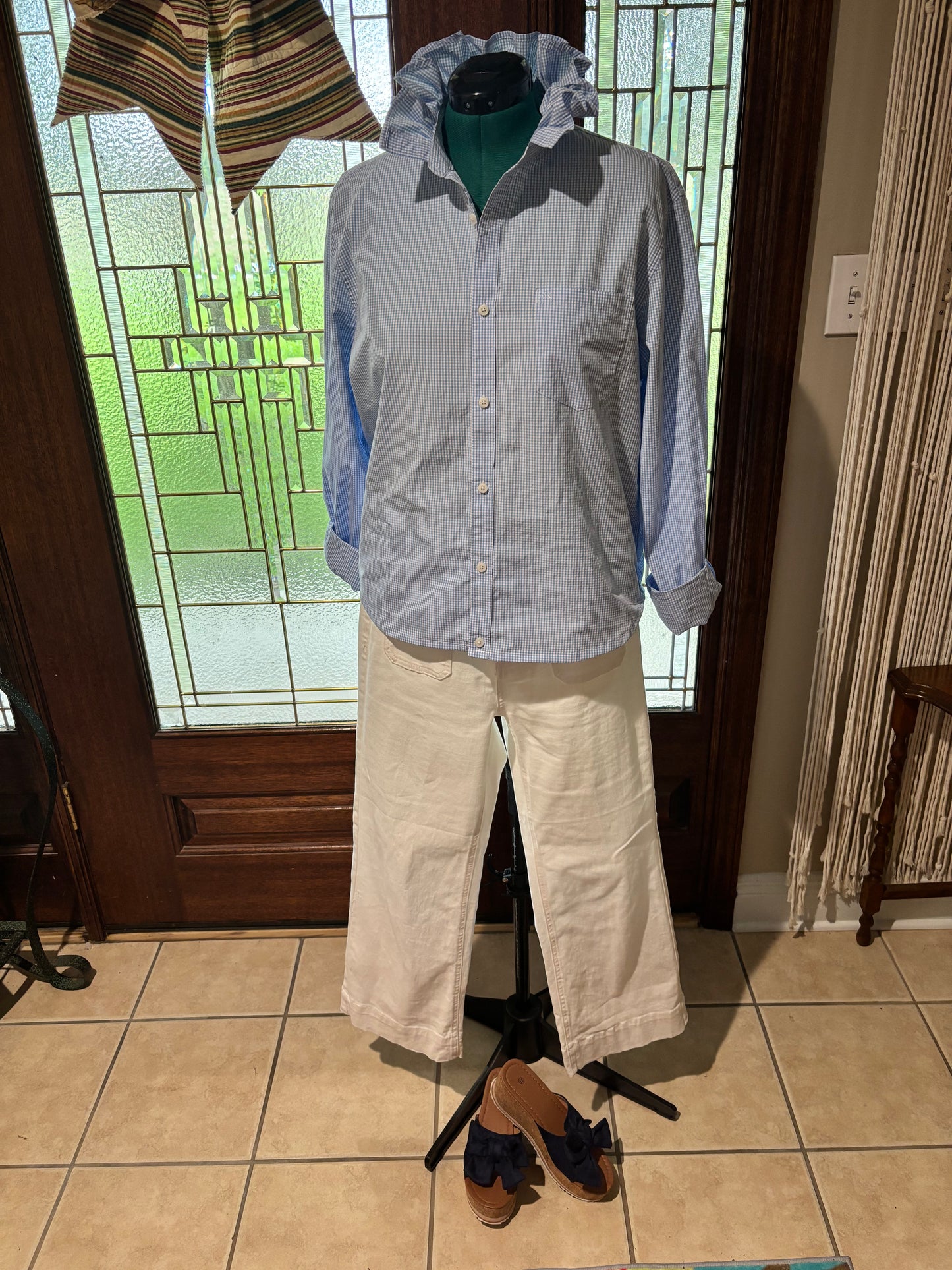 Ruffled gingham oxford XL slim fit