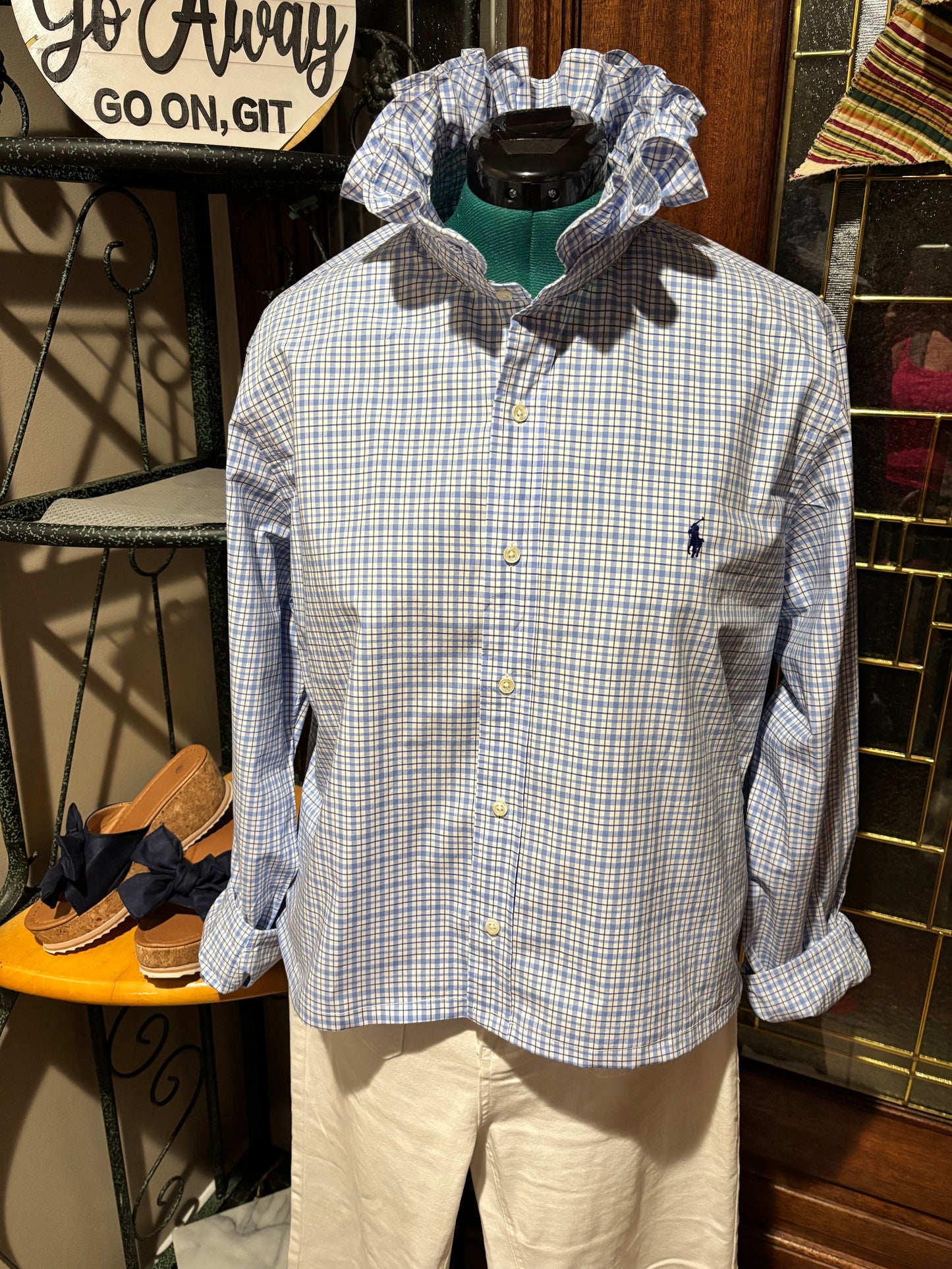 Ruffled vintage Ralph Lauren blueberry XL