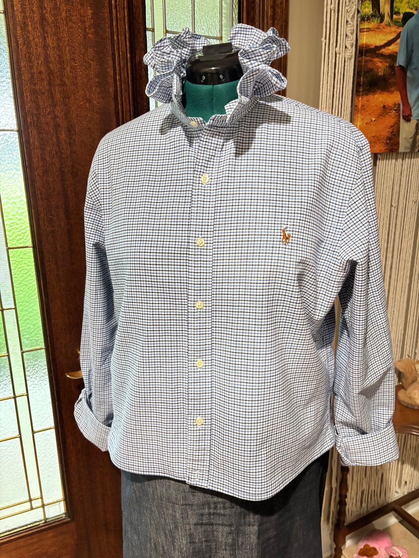 Ruffled Vintage Ralph Lauren Navy gingham XL