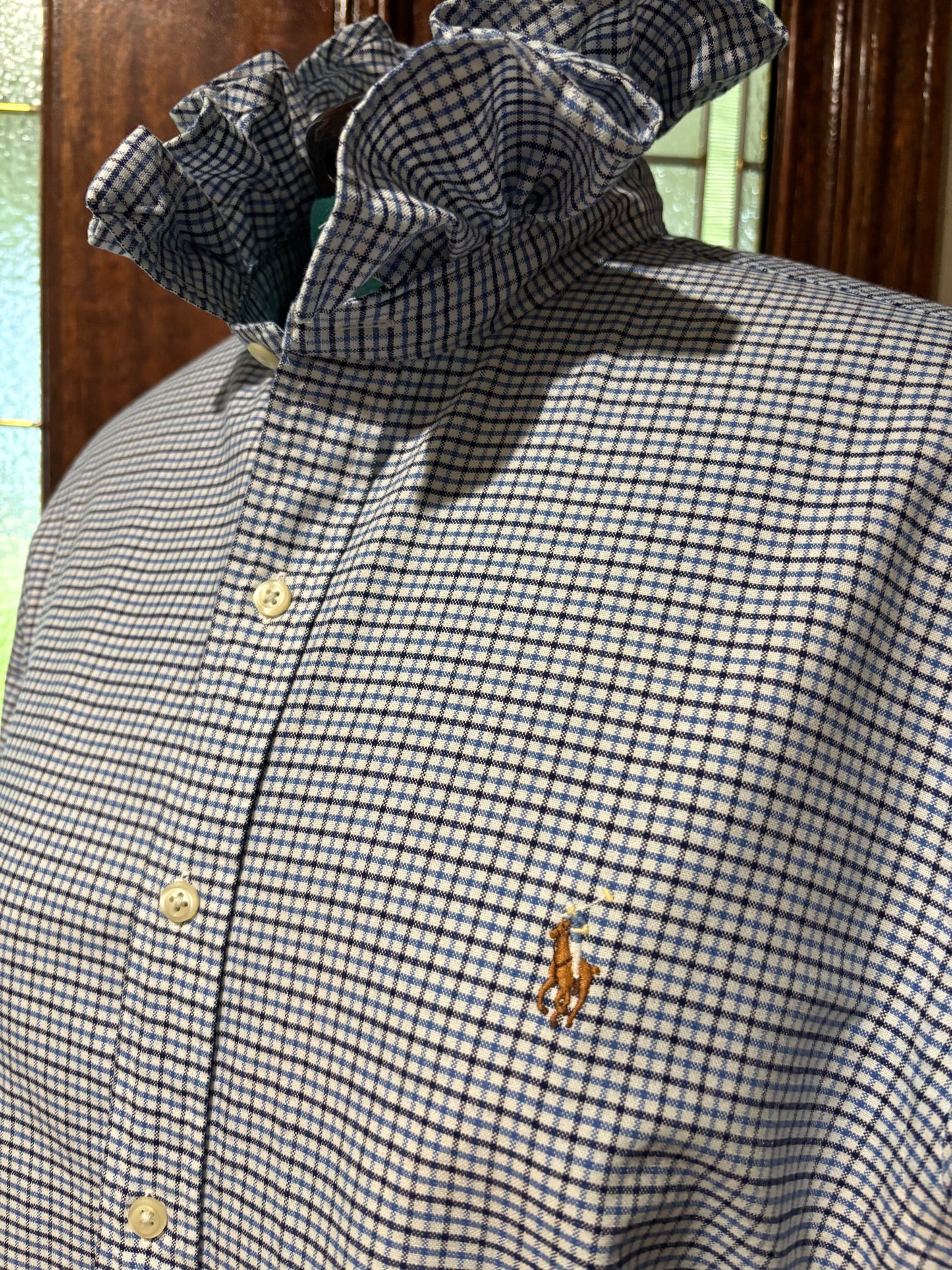 Ruffled Vintage Ralph Lauren Navy gingham XL