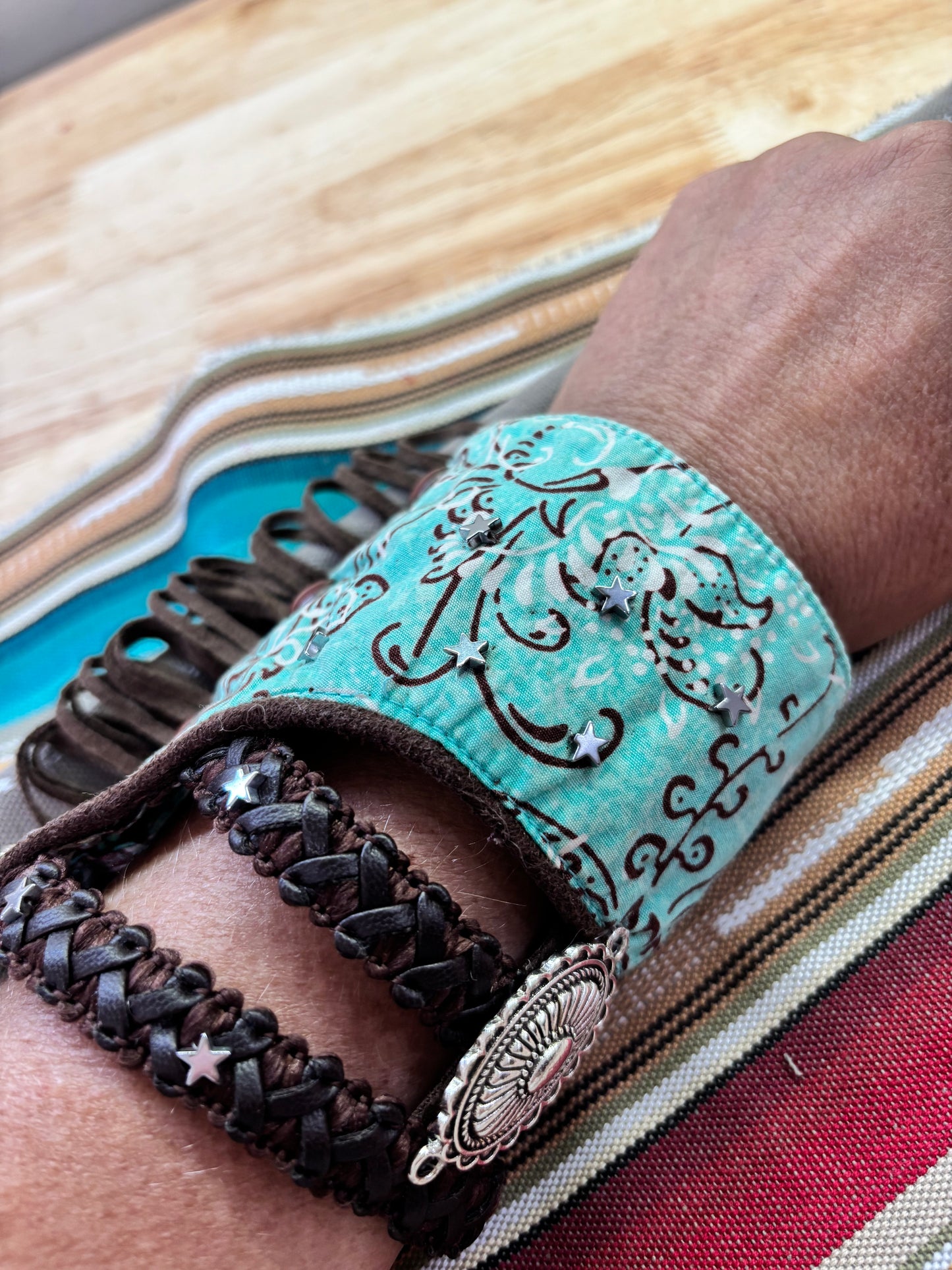 Up cycled pearl snap cuff bracelet
