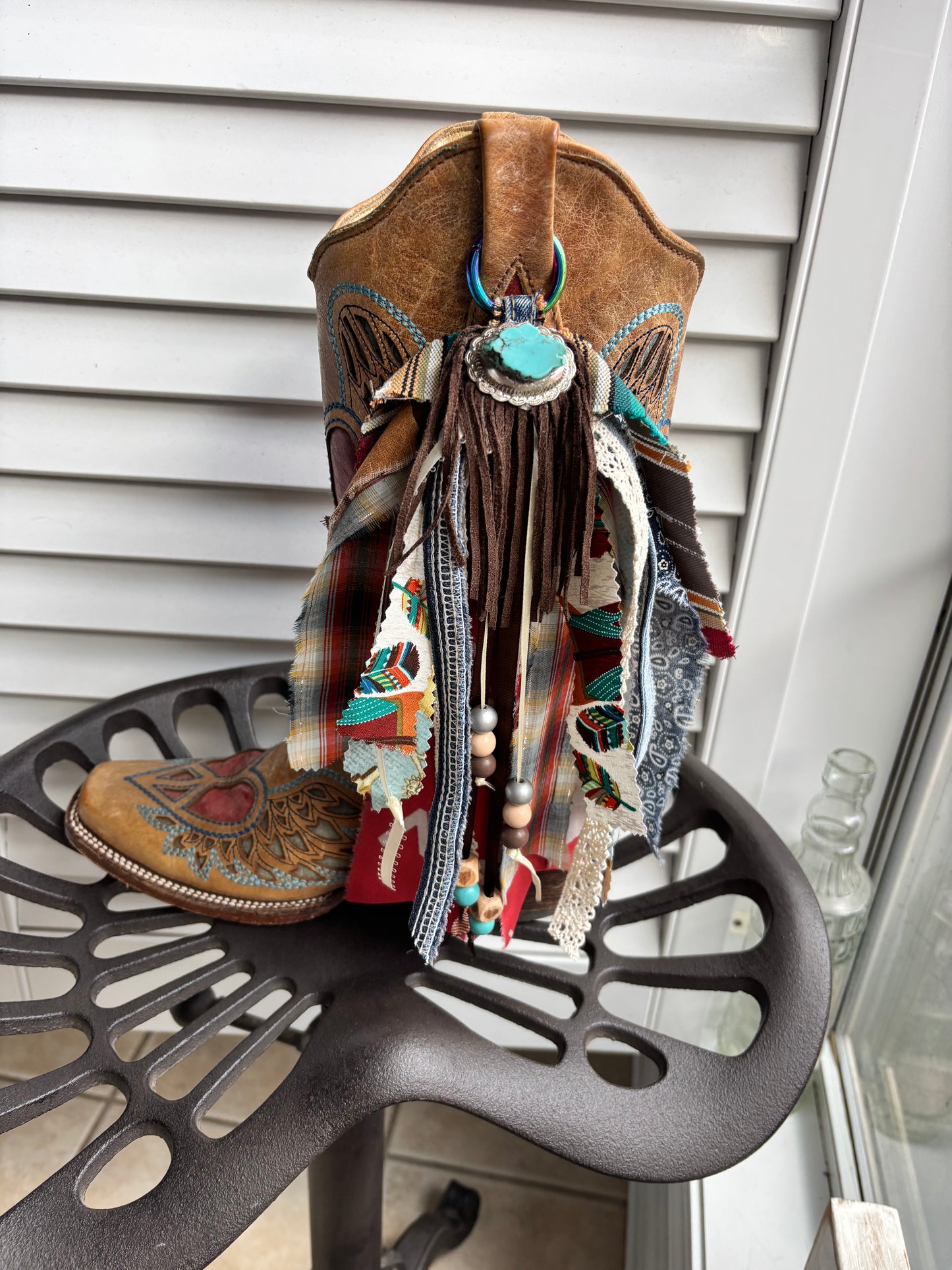 Turquoise concho boot tassel