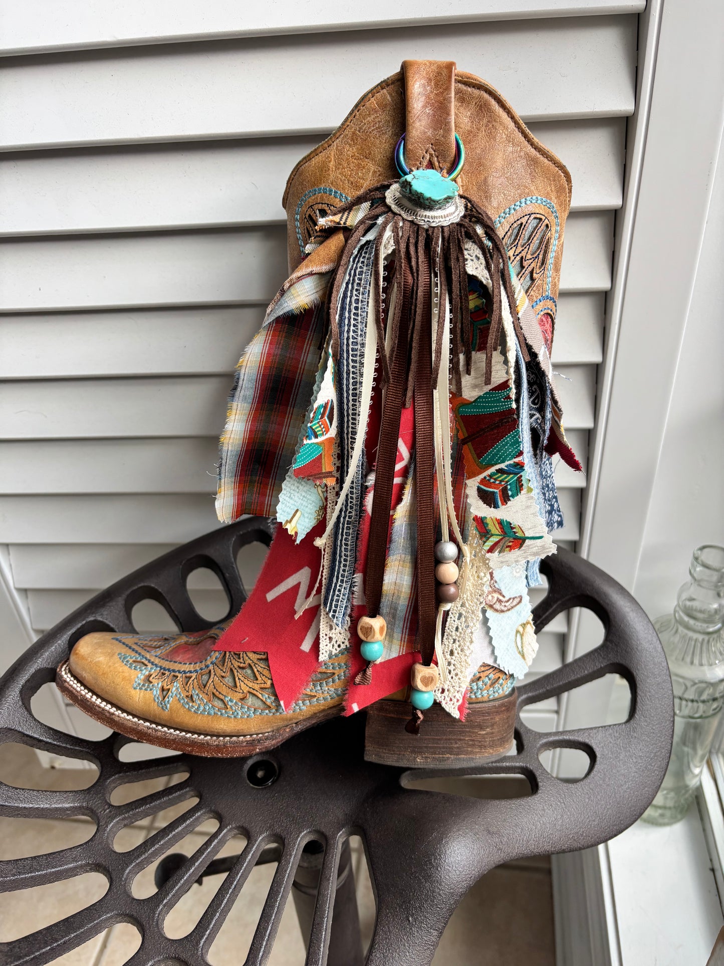 Turquoise concho boot tassel