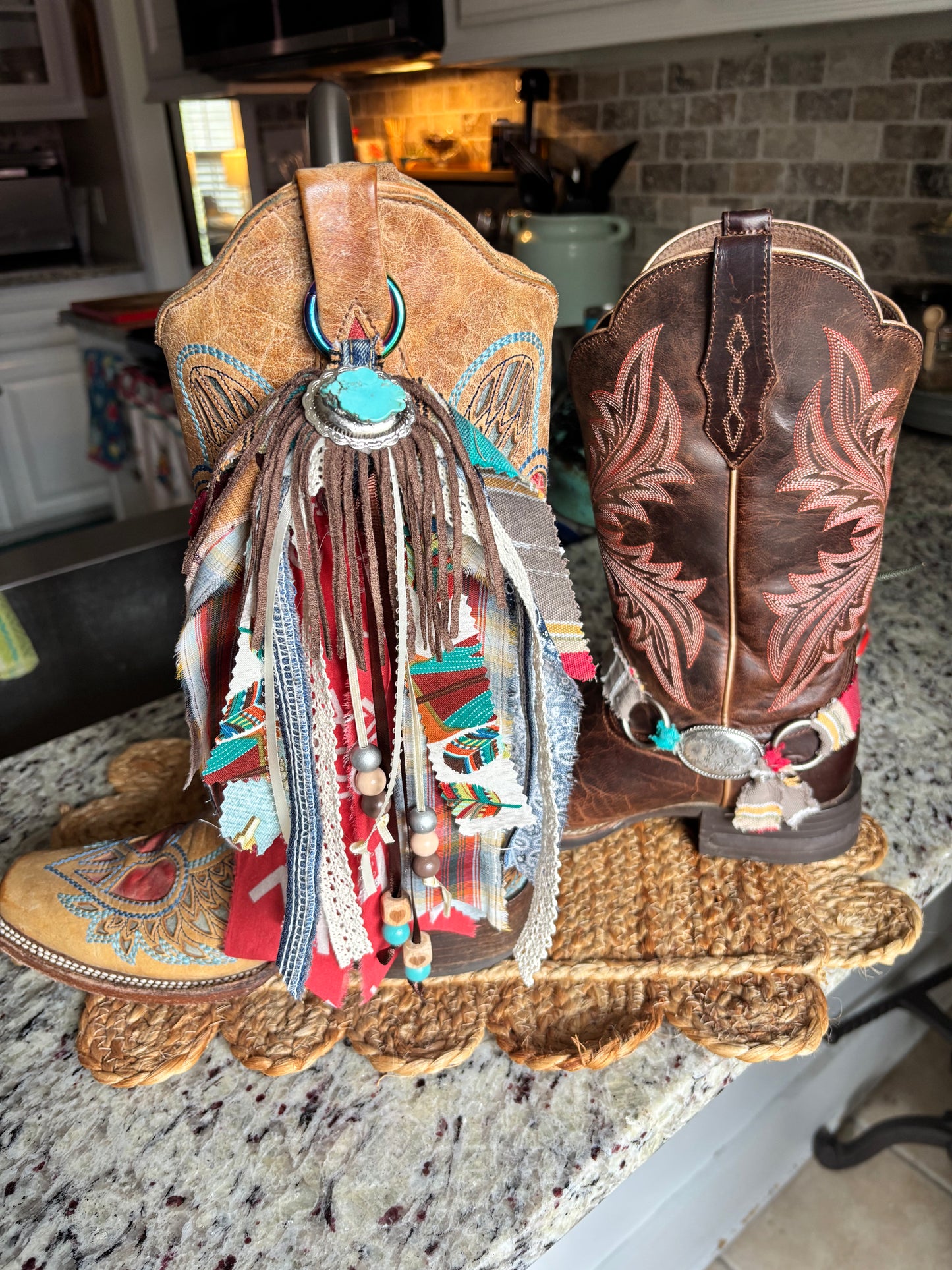 Turquoise concho boot tassel