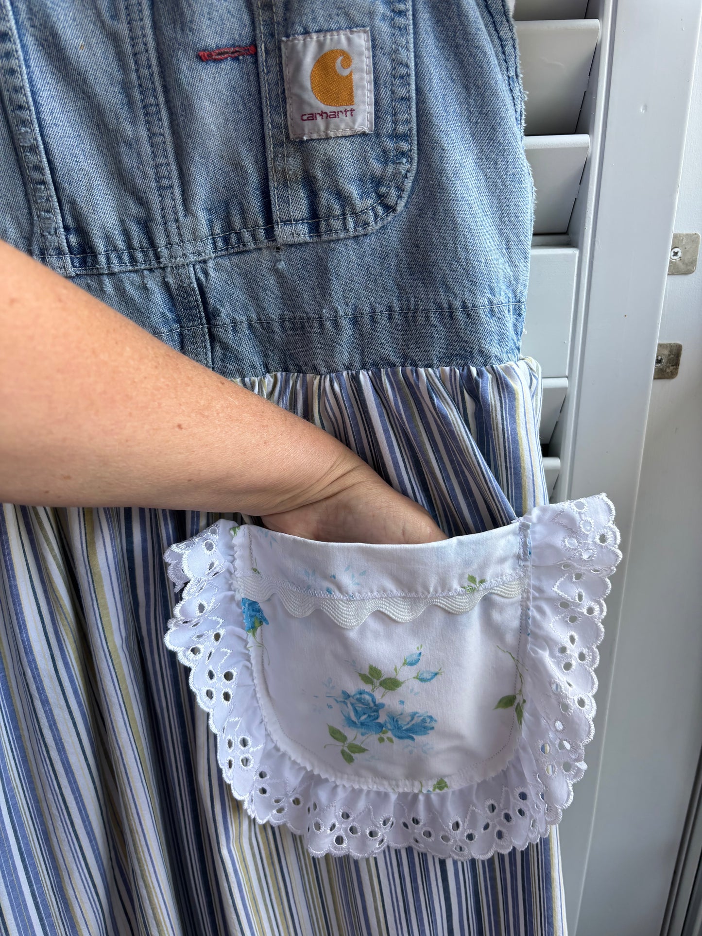 Vintage Carhartt overall dress with pocker